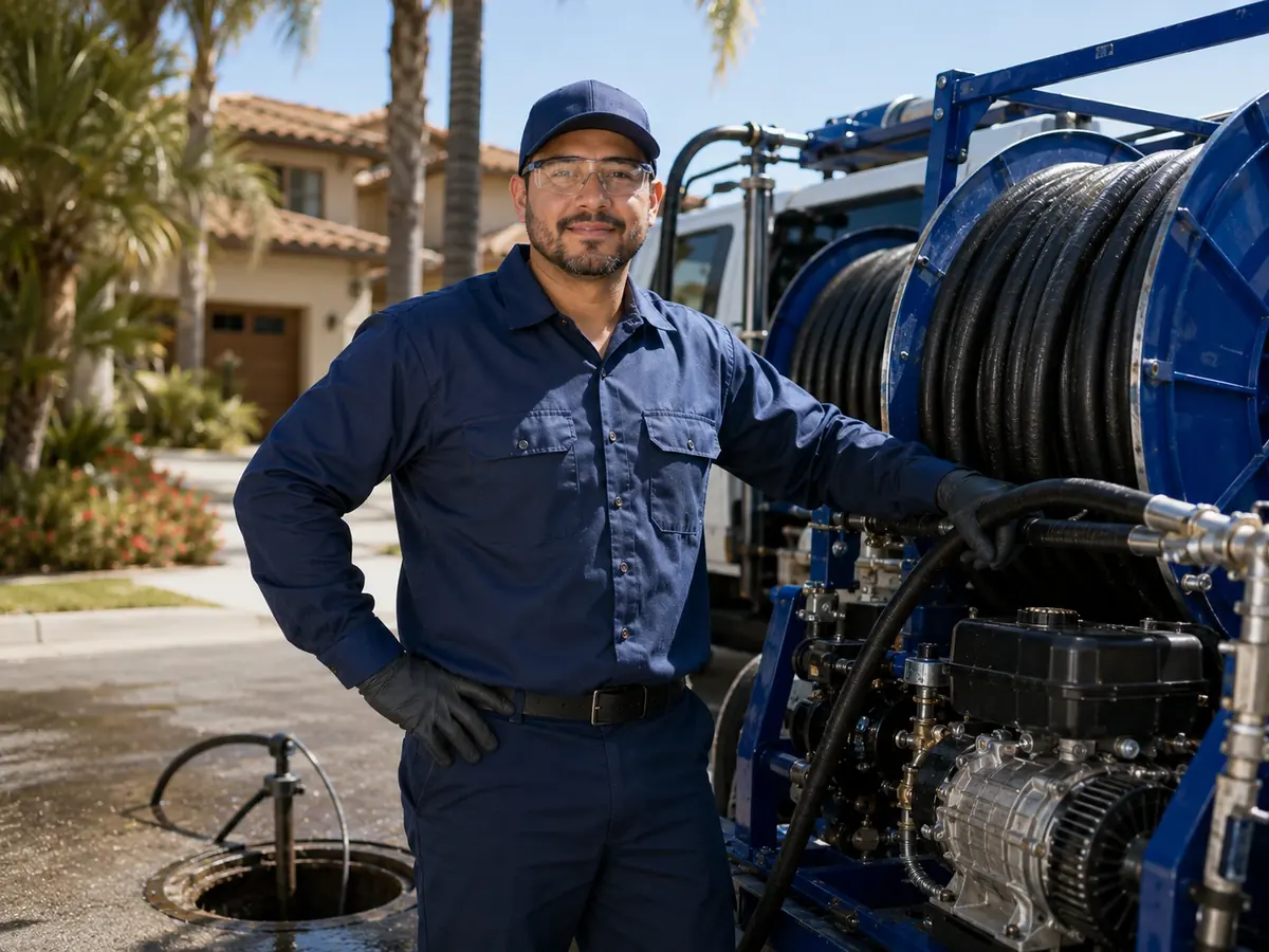 Hydro jet sewer cleaning in Terra Bella