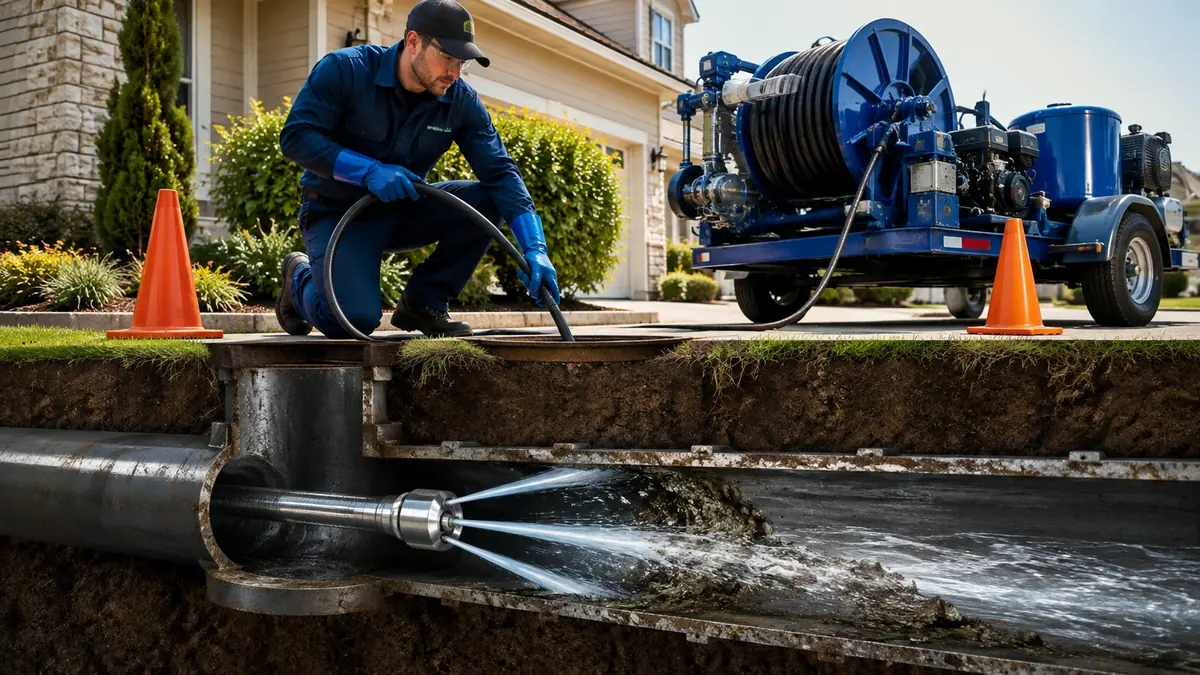 Main Sewer Line Hydro Jet Cleaning in Terra Bella