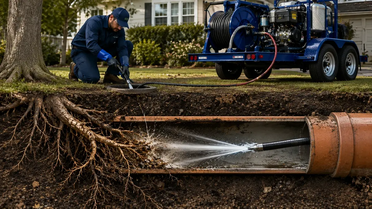 Tree Root Removal with Hydro Jetting in Terra Bella